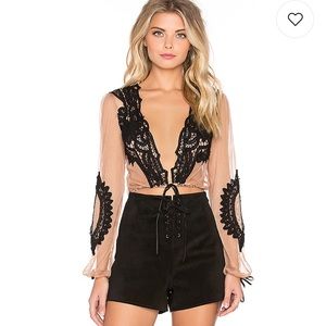 Penelope Crop Top in Black & Nude